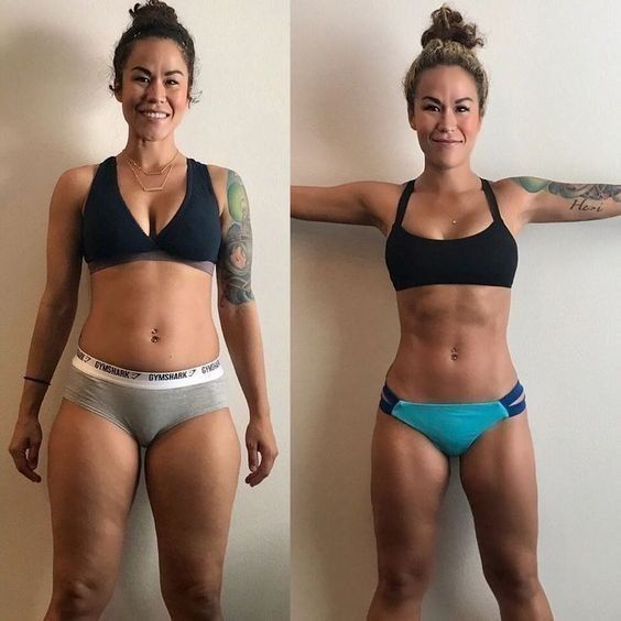 Antes e depois de uma mulher com redução do inchaço abdominal